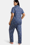 Zivame True Curv Mod Magic Knit Cotton Pyjama Set - Blue Depth — thumbnail 3